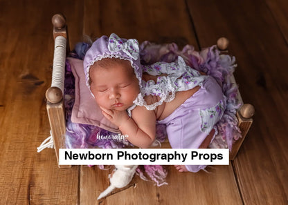 Violet Pants with bonnet and pillow for girl Baby Newborn Photography Props